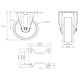 Rodízio para cargas pesadas ALU/PU Ø100mm - Rolamento duplo, 250 kg