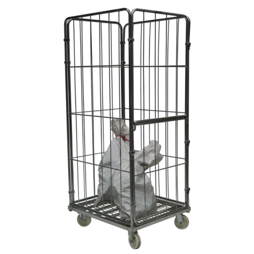 Roll container para lavandarias, galvanizado, com aba frontal, 800x720x1800mm