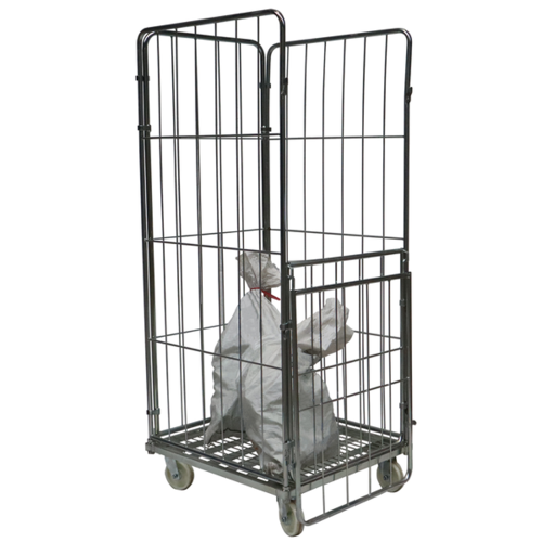 Roll container para lavandarias, galvanizado, com aba frontal, 800x720x1800mm