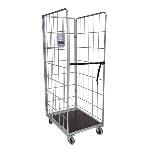 Roll container, de 3 laterais, galvanizado, 820x655x1900mm - Usado