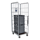 Roll container, de 3 laterais, galvanizado, 820x655x1900mm - Usado
