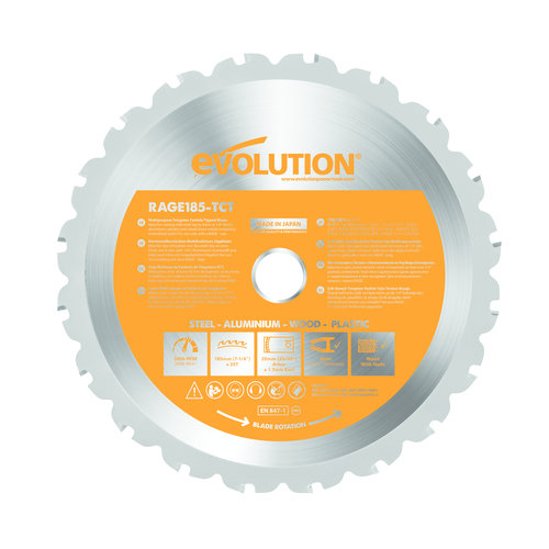 Evolution Power Tools Build Line MULTIFUNCTIONEEL ZAAGBLAD RAGE 185 MM VOOR CIRKEL-, AFKORT- EN VERSTEKZAGEN