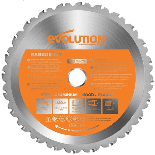 Evolution Power Tools Build Line MULTI-MATERIAL TCT-SAGEBLATT RAGE 210 MM FUR GEHRUNGSSAGEN