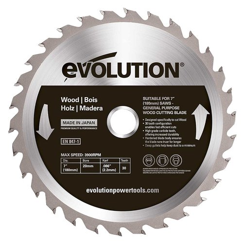 Evolution Power Tools Steel Line SAW BLADE WOOD 180 MM FOR CIRCULAR AND CHOP SAWS