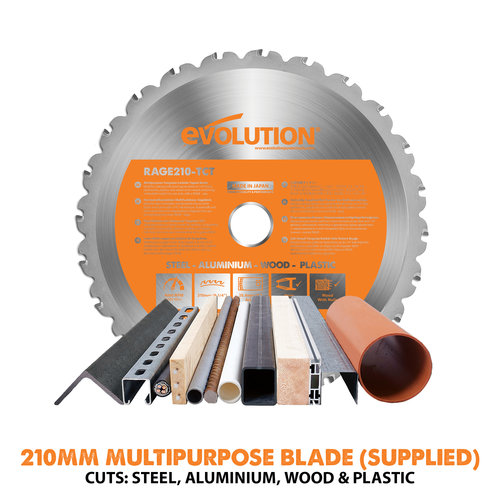 Evolution Power Tools Build Line MULTIFUNCTIONAL MITRE SAW RAGE 210 CMS + 1 EXTRA SAW BLADE