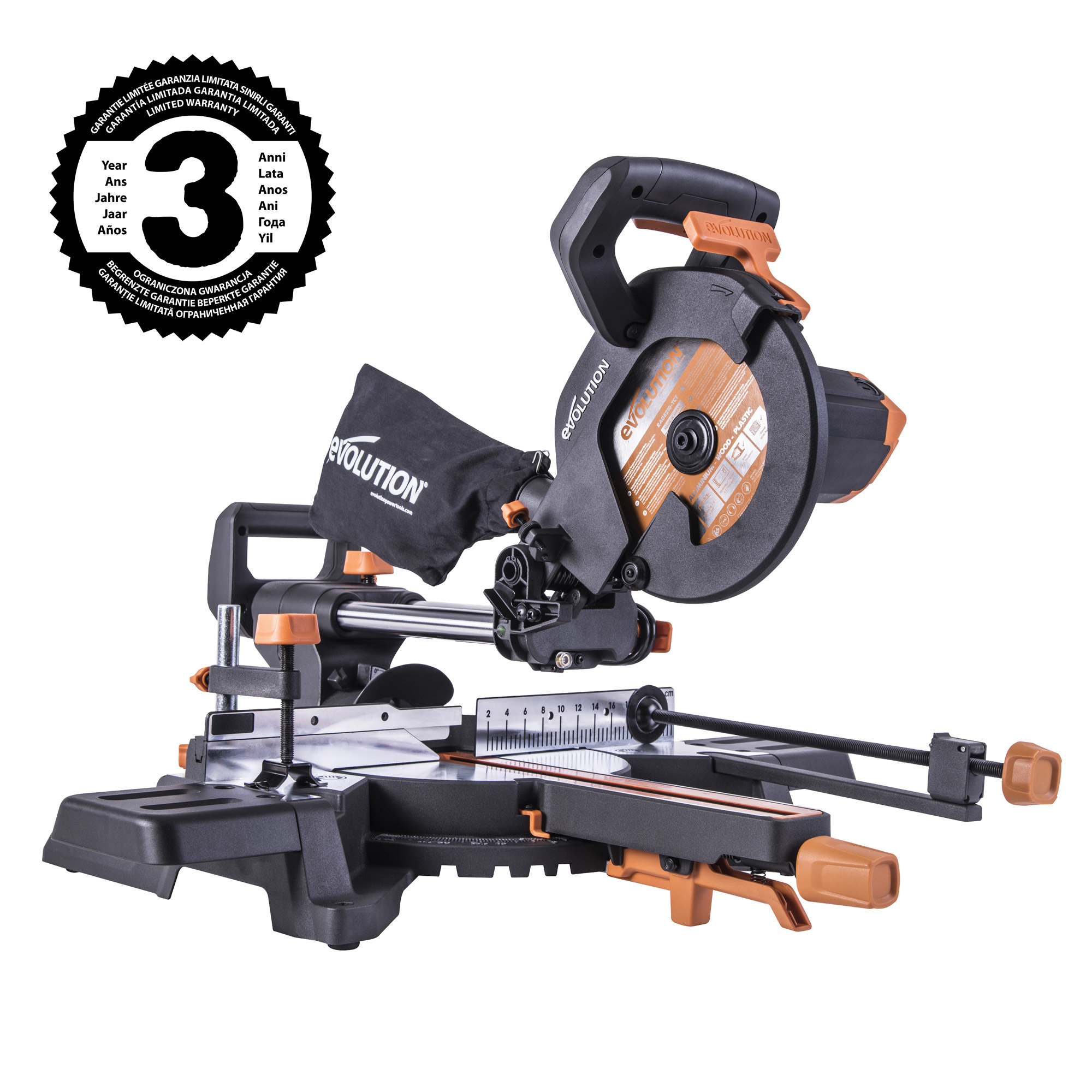 MULTIFUNCTIONAL MITRE SAW RAGE - R210 SMS-300+ - INCL. SAW BLADE - Evolution  Power Tools Benelux