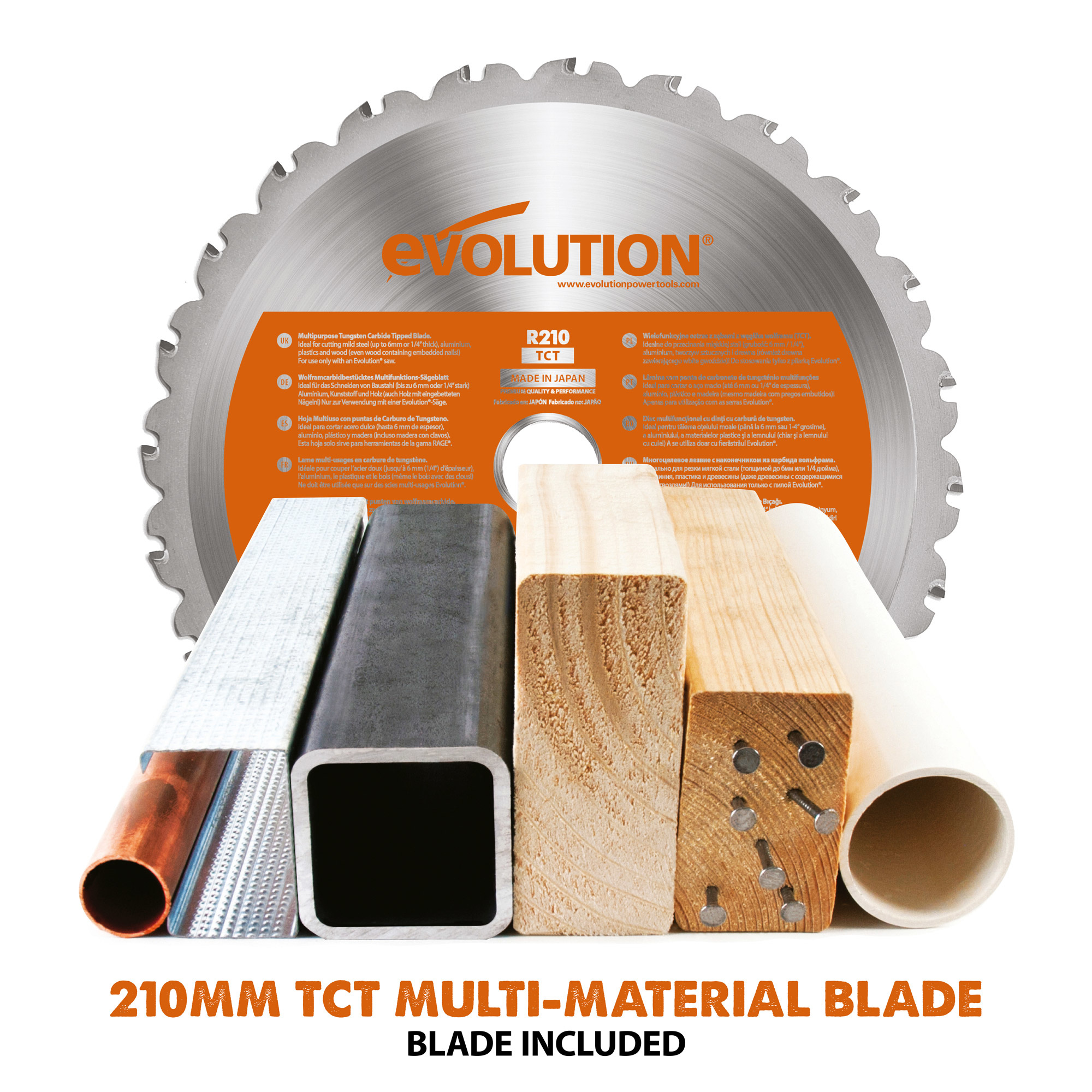 MULTIFUNCTIONAL MITRE SAW RAGE - R210 SMS-300+ - INCL. SAW BLADE - Evolution  Power Tools Benelux