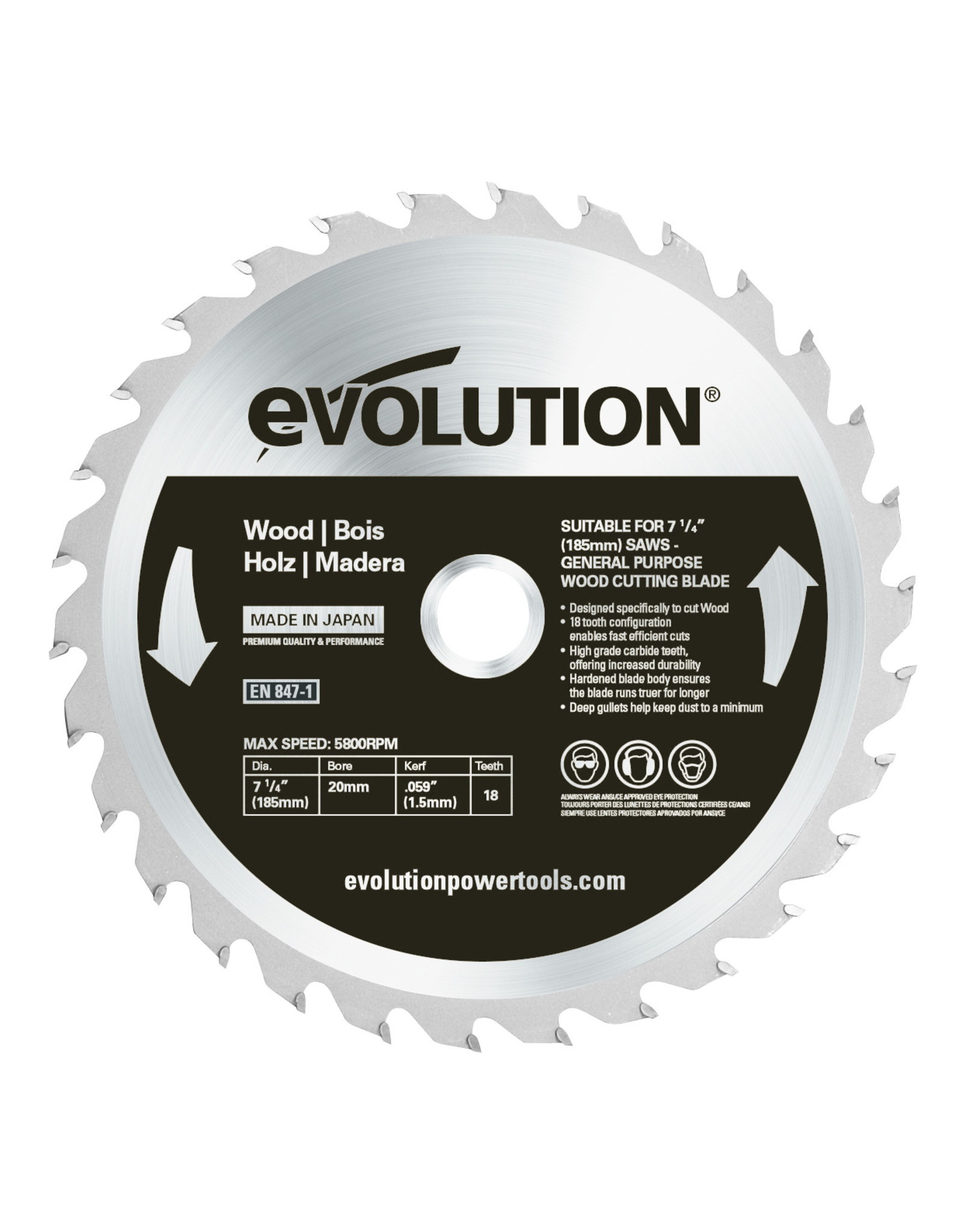 SAW BLADE WOOD 185 MM - Evolution Power 