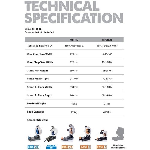 Evolution Power Tools Build Line SUPPORT DE TRAVAIL POUR TRONCONNEUSE  - CHOPSTAND