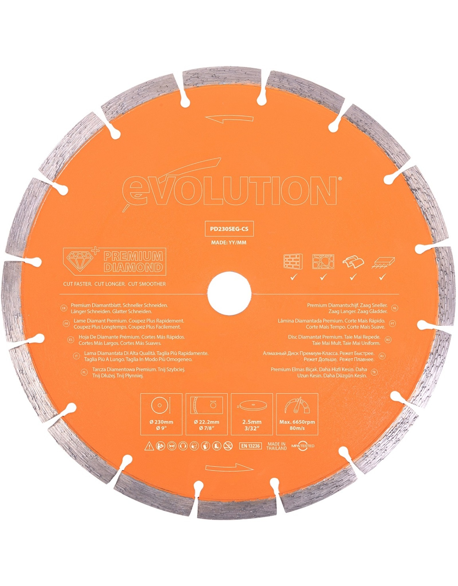 PREMIUM DIAMOND BLADE 230 MM Evolution Power Tools Benelux