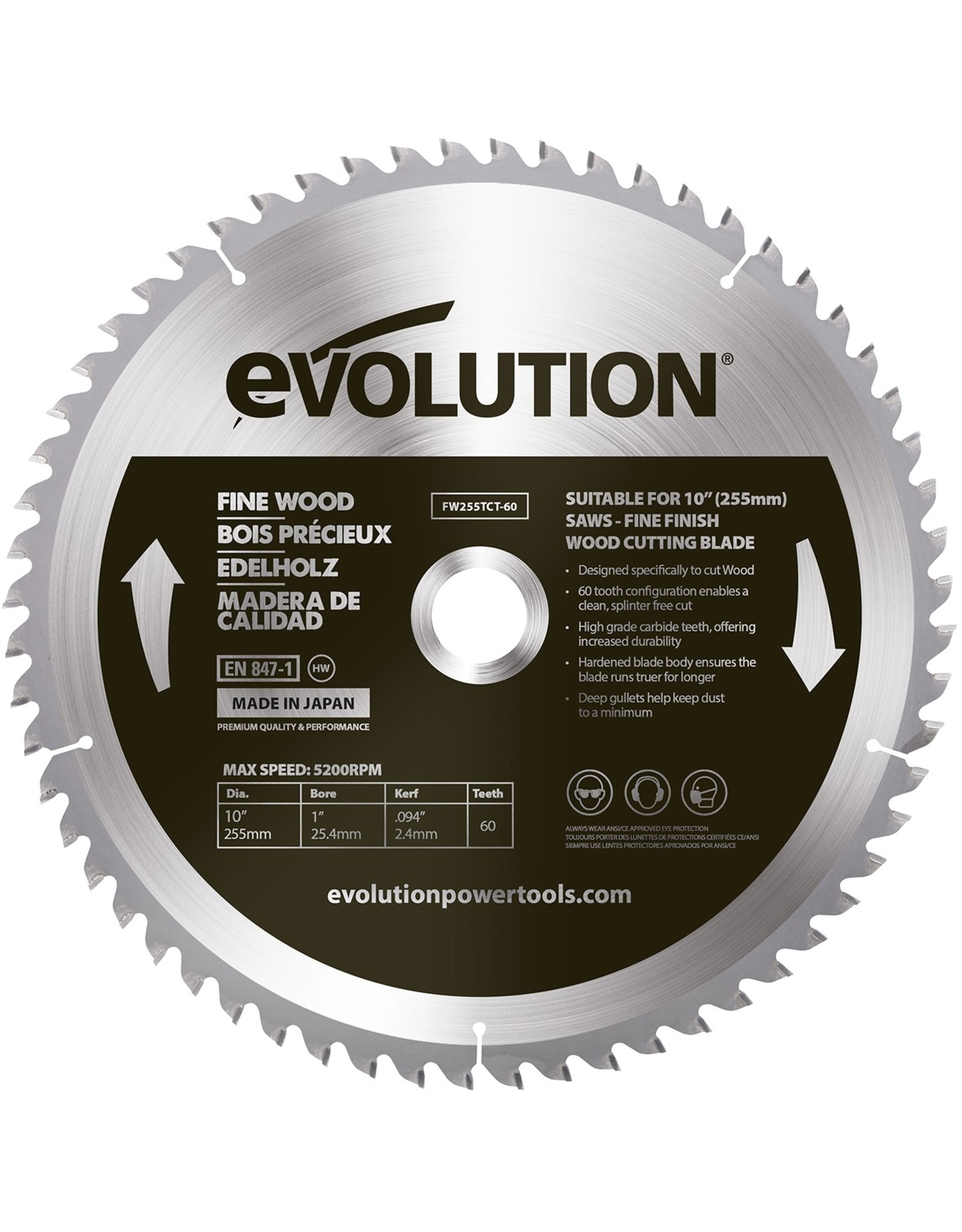 Evolution Power Tools Build Line SAW BLADE FINE WOOD 255 MM