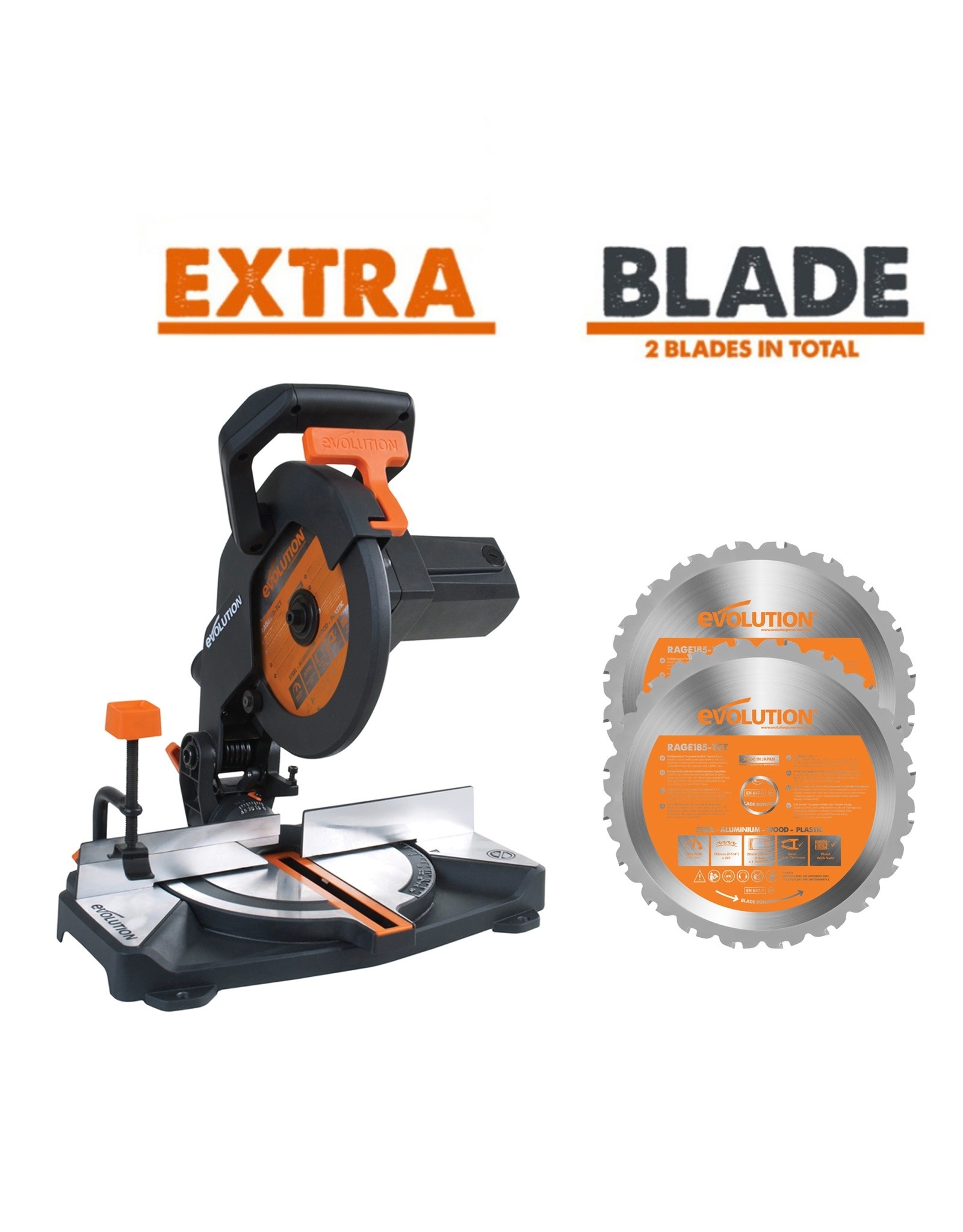 VEELZIJDIGE VERSTEKZAAG RAGE R210 CMS + 1 EXTRA - Evolution Power Tools Benelux