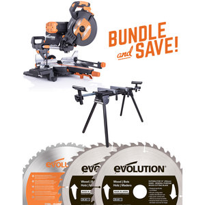 Evolution Power Tools Build Line PROMO R255SMS-DB+ + MITRE STAND + LAME BOIS 255 MM