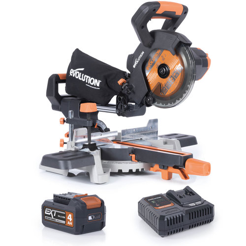 Evolution Power Tools Build Line MULTIFUNCTIONELE GLIJDENDE VERSTEKZAAG OP ACCU R185SMS-LI