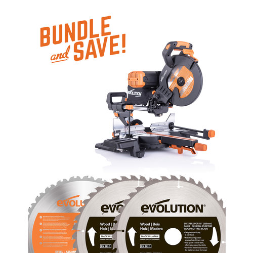 Evolution Power Tools Build Line PROMO R255SMS-DB+ + ZAAGBLAD 255 MM HOUT