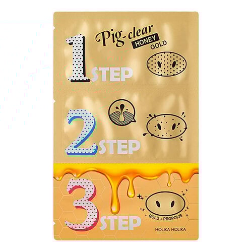 Holika Holika Pig Nose Clear Blackhead 3-Step Kit (Honey Gold)