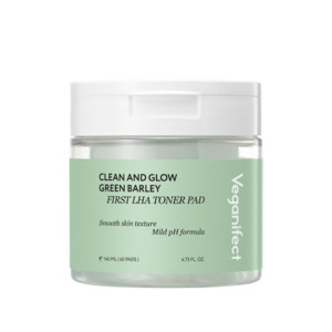 Veganifect Clean and Glow Green Barley First LHA Toner Pad