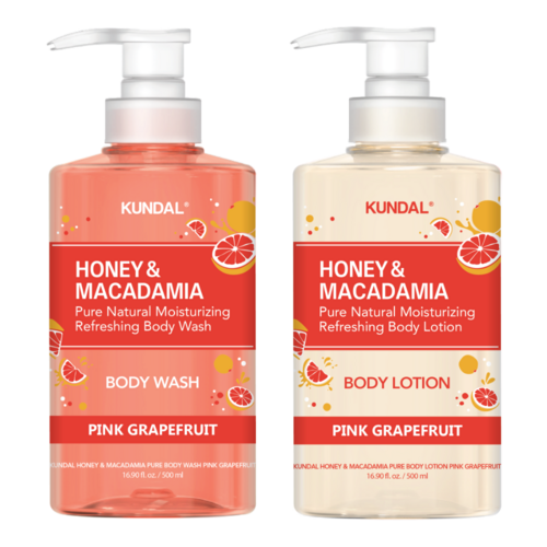 Kundal Honey & Macadamia Body Wash and Lotion Pink Grapefruit Edition