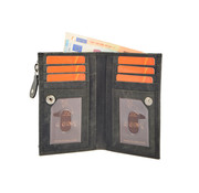 4East Portemonnee anti-skim - Portemonnee buffelleer - Portemonnee met 10 pasjes - Kleine portemonnee - portemonnee compact Zwart - RFID