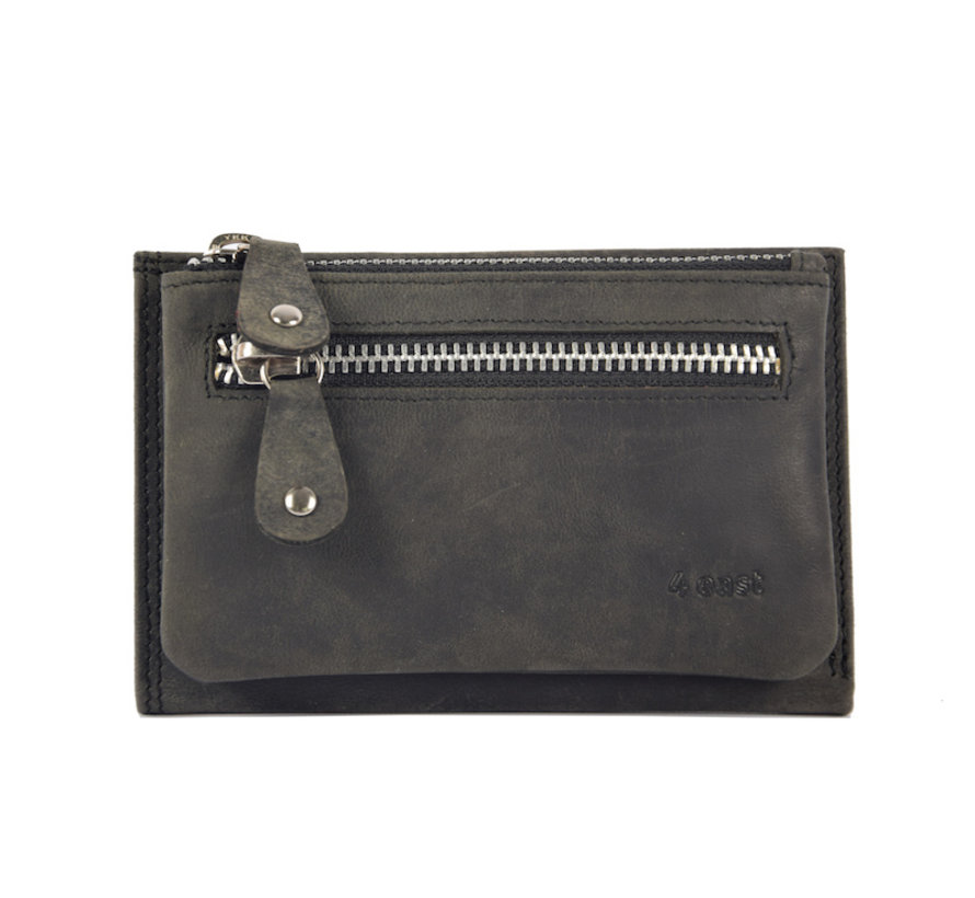Portemonnee anti-skim - Portemonnee buffelleer - Portemonnee met 10 pasjes - Kleine portemonnee - portemonnee compact Zwart - RFID