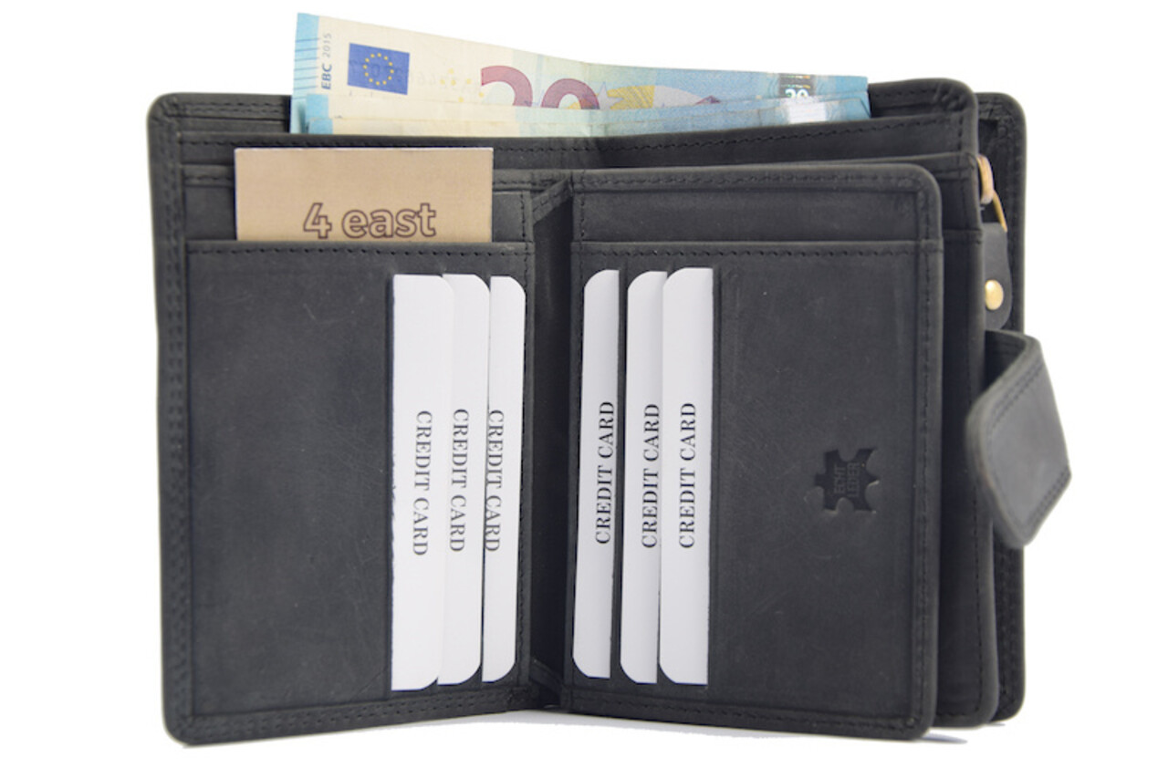 4 East Wallet buffalo leather - wallet with many cards - Wallet men - Wallet - Wallet Quality - Unisex wallet - Black