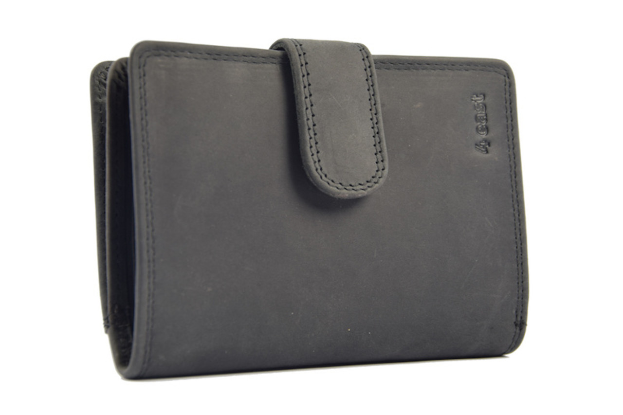 4 East Portemonnee buffelleer - portemonnee met veel pasjes - Portemonnee heren - Portemonnee - Portemonnee kwaliteit - Unisex portemonnee - Zwart