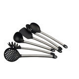 Merkloos Essential Kitchenware Set | 7-piece | Black | Slotted Spoon, Spoons, Spatula - Plastic | Stainless Steel, 650g Merkloos Essential Kitchenware Set | 7-piece | Black | Slotted Spoon, Spoons, Spatula - Plastic | Stainless Steel, 650g