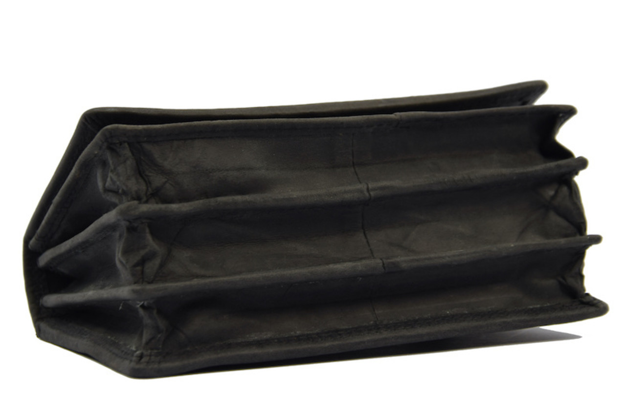 4 East Vintage Leather Ladies Wallet - Ideal Ladies Wallet Tough Leather Wallet Household wallet 17 cards Ladies wallet - Harmonica wallet buffalo leather Wallet black Wrap wallet - Harmonica wallet