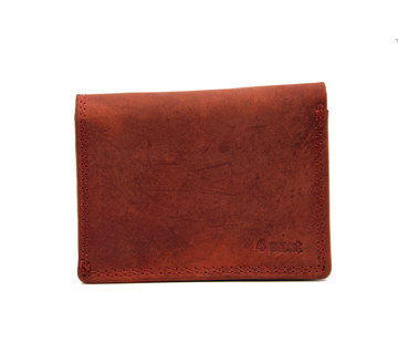 4East Kleine portemonnee van buffelleer, met kleine geld- zeer compact - RFID - vakantie portemonnee - Mini portemonnee. Rood
