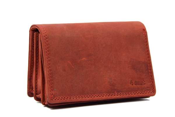 4 East Secure RFID Wallet | Buffalo leather | 10 Passes | Coin compartment | Red | RFID, Press studs | 12.5x8.5x3cm 4 East Secure RFID Wallet | Buffalo leather | 10 Passes | Coin compartment | Red | RFID, Press studs | 12.5x8.5x3cm
