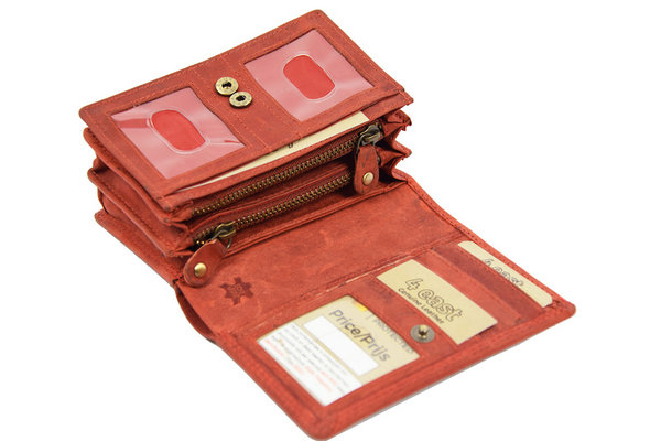 4 East Secure RFID Wallet | Buffalo leather | 10 Passes | Coin compartment | Red | RFID, Press studs | 12.5x8.5x3cm 4 East Secure RFID Wallet | Buffalo leather | 10 Passes | Coin compartment | Red | RFID, Press studs | 12.5x8.5x3cm