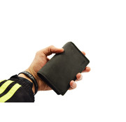 4East Dames portemonnee- Huishoud portemonnee - Harmonica portemonnee buffelleer -Zwart Portemonnee- RFID portemonnee