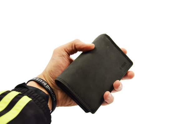 4 East Portemonnee dames - Portemonnee heren - Harmonica Buffelleer - Zwart - RFID Bescherming - 14 Pasjes - Ruime Indeling met Steekvakken 4 East Portemonnee dames - Portemonnee heren - Harmonica Buffelleer - Zwart - RFID Bescherming - 14 Pasjes - Ruime Indeling met Steekvakken