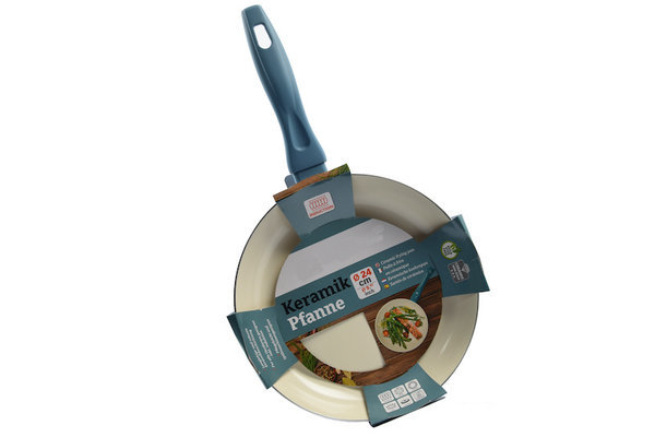 Discountershop Durable Non-stick Frying Pan - Ceramic And Stainless Steel - 24 cm - Light Blue Discountershop Durable Non-stick Frying Pan - Ceramic And Stainless Steel - 24 cm - Light Blue