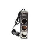 Merkloos auto 12v splitter stekkerdoos 3-voudig met 2 USB poorten Zwart