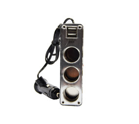 Merkloos auto 12v splitter stekkerdoos 3-voudig met 2 USB poorten Zwart Merkloos auto 12v splitter stekkerdoos 3-voudig met 2 USB poorten Zwart