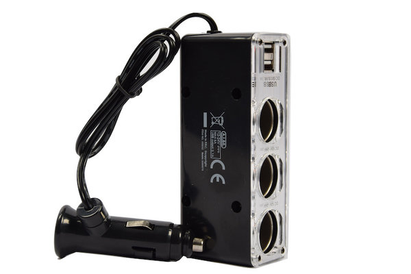 Merkloos car 12v splitter socket 3-way with 2 USB ports Black Merkloos car 12v splitter socket 3-way with 2 USB ports Black