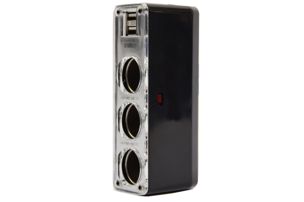 Merkloos auto 12v splitter stekkerdoos 3-voudig met 2 USB poorten Zwart Merkloos auto 12v splitter stekkerdoos 3-voudig met 2 USB poorten Zwart