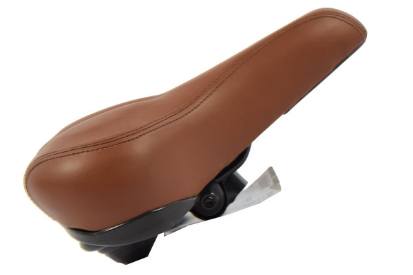 Discountershop Comfortable Brown Bicycle Seat - Plastic, Foam & Iron - With Cutout - 28.5X17 Cm - 556 g Discountershop Comfortable Brown Bicycle Seat - Plastic, Foam & Iron - With Cutout - 28.5X17 Cm - 556 g