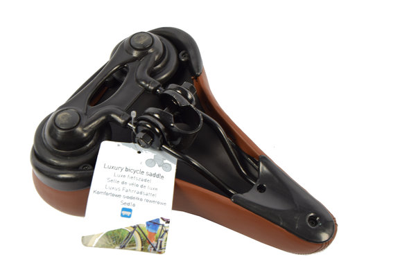 Discountershop Comfortable Brown Bicycle Seat - Plastic, Foam & Iron - With Cutout - 28.5X17 Cm - 556 g Discountershop Comfortable Brown Bicycle Seat - Plastic, Foam & Iron - With Cutout - 28.5X17 Cm - 556 g