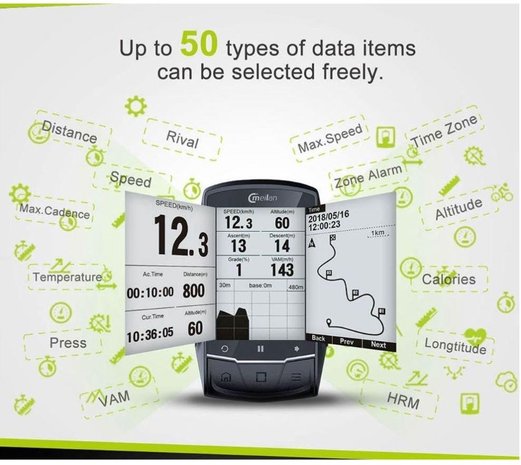 Meilan Fietscomputer Gps - Oplaadbaar - Zwart - Kunststof - 7.9Cm X 10.5Cm - 280G - 40 Uur Branduren Meilan Fietscomputer Gps - Oplaadbaar - Zwart - Kunststof - 7.9Cm X 10.5Cm - 280G - 40 Uur Branduren