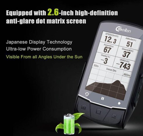 Meilan Gps Bike Computer - Rechargeable - Black - Plastic - 7.9Cm X 10.5Cm - 280G - 40 Hours Battery Life Meilan Gps Bike Computer - Rechargeable - Black - Plastic - 7.9Cm X 10.5Cm - 280G - 40 Hours Battery Life