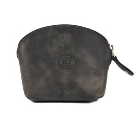 4 East Trendy Portemonnee Dames Van Leer - Zwarte Ritsportemonnee - 11X9.5X3 Cm - 7 Pasjesvakken