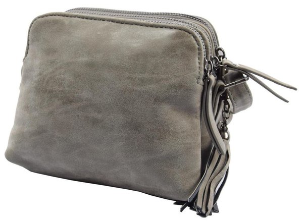 Bicky Bernard  Bicky Bernard Shoulder bag Gray with 3 zippers - bag - bags - shoulder bag ladies - handbag - gray shoulder bag - shoulder bag girls -