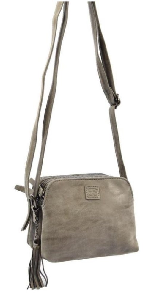 Bicky Bernard  Bicky Bernard Shoulder bag Gray with 3 zippers - bag - bags - shoulder bag ladies - handbag - gray shoulder bag - shoulder bag girls -