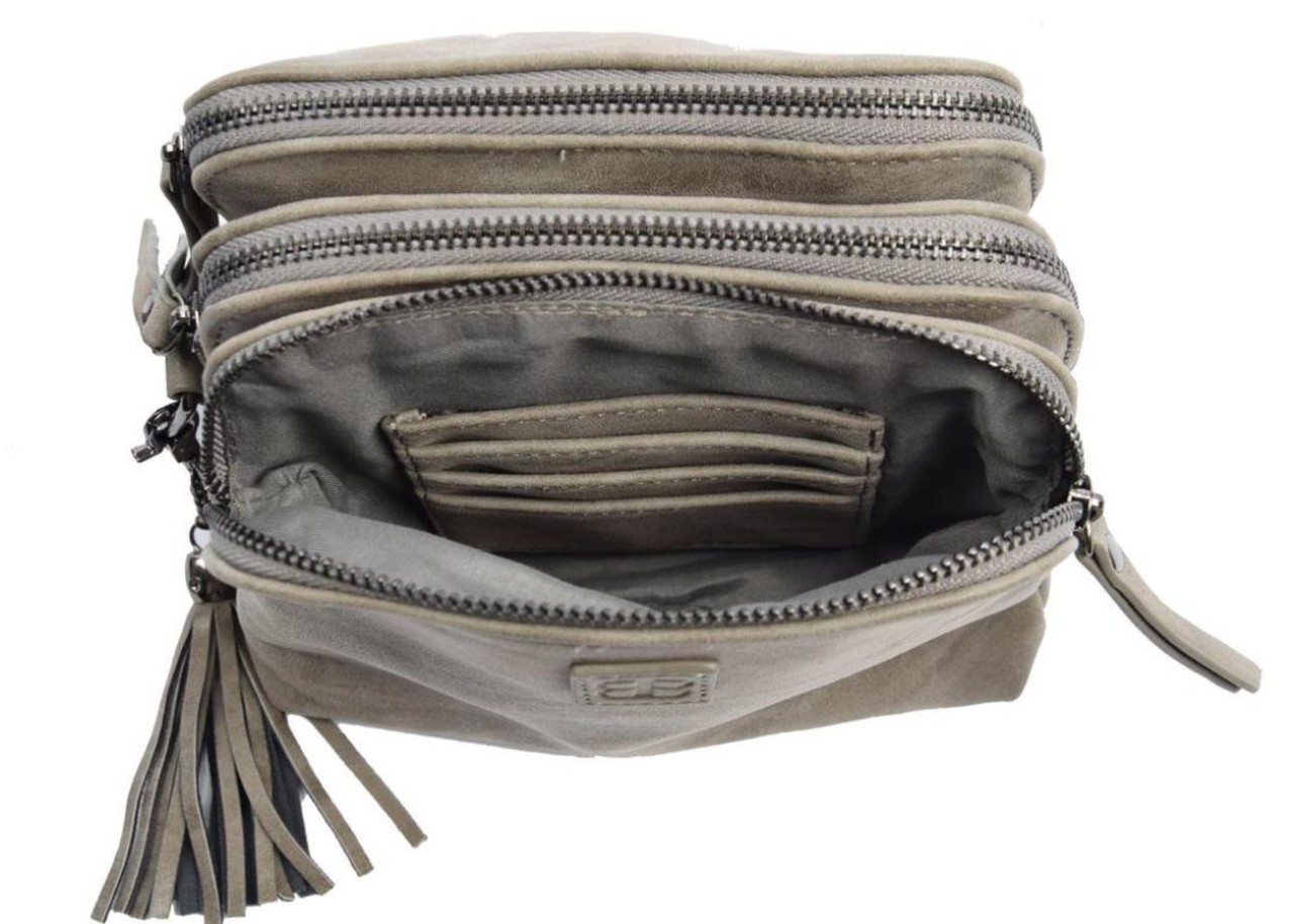 Bicky Bernard  Bicky Bernard Shoulder bag Gray with 3 zippers - bag - bags - shoulder bag ladies - handbag - gray shoulder bag - shoulder bag girls -