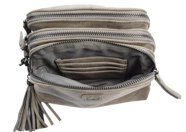 Bicky Bernard  Bicky Bernard Shoulder bag Gray with 3 zippers - bag - bags - shoulder bag ladies - handbag - gray shoulder bag - shoulder bag girls -