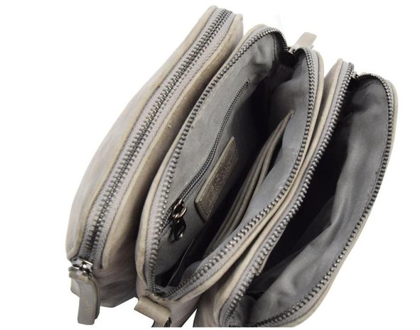 Bicky Bernard  Bicky Bernard Shoulder bag Gray with 3 zippers - bag - bags - shoulder bag ladies - handbag - gray shoulder bag - shoulder bag girls -