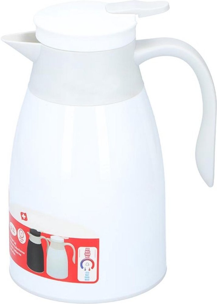 Discountershop Thermoskan 1 liter- isoleerkan - kan 1 liter - Thermos 1 liter - Wit