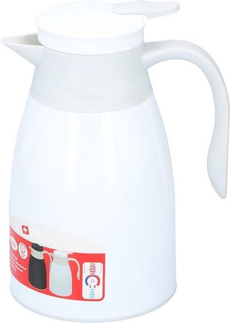 Discountershop Thermoskan 1 liter- isoleerkan - kan 1 liter - Thermos 1 liter - Wit